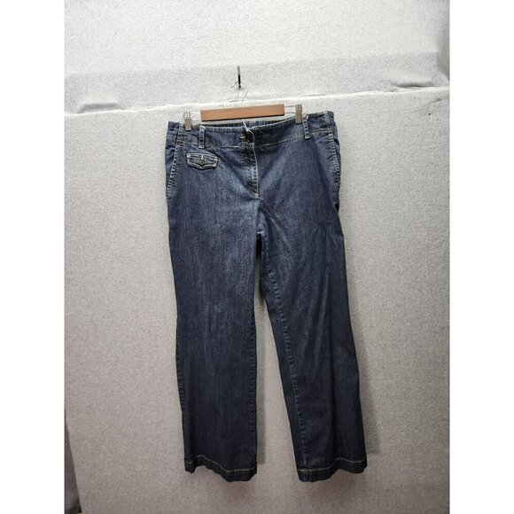 Talbots Womens Signature Flare Jeans Size 16 Dark Wash Denim Cotton Blend Stretc - Picture 1 of 6